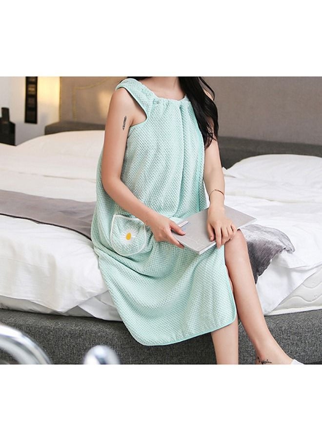 Arabest - Women's Bath Towel Robe Robe Body Spa Bath Wrap Toweling Robe (Light Green) - Image 1