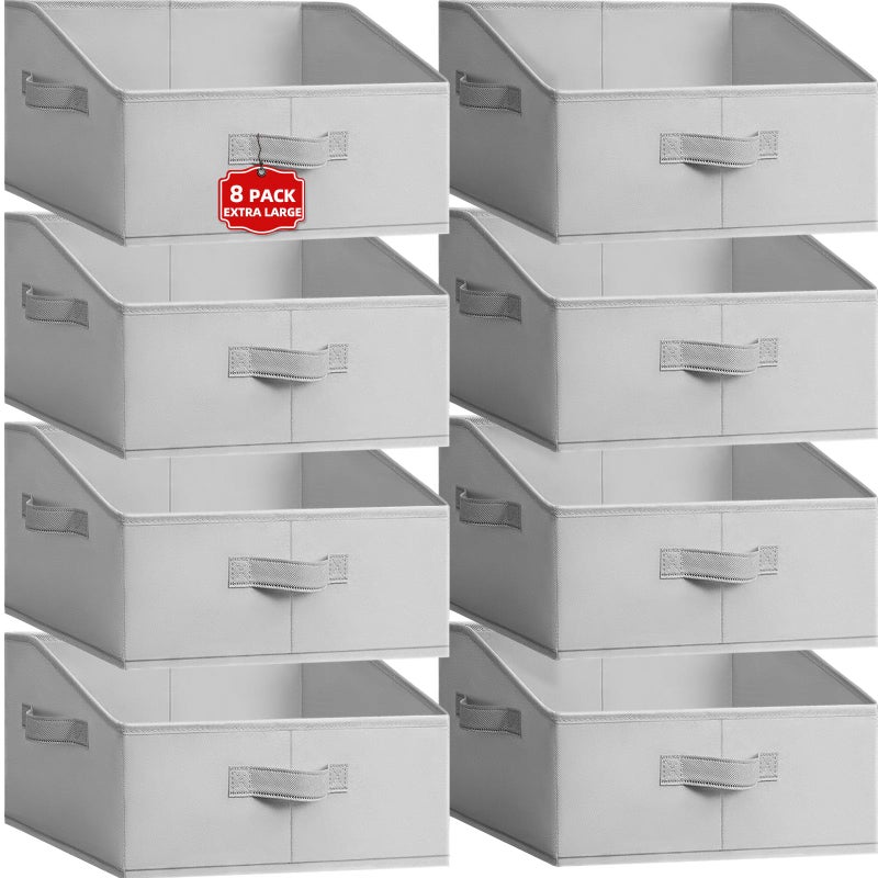 Criusia Extra Large Closet Organizers Bins 8 Pack - Blanket Basket for Organizing/Home Clothes Storage Bins for Jeans/Toy Organizers for Nursery/Wardrobe Shelf Closet Organization for Purse Hats Towel - Image 1