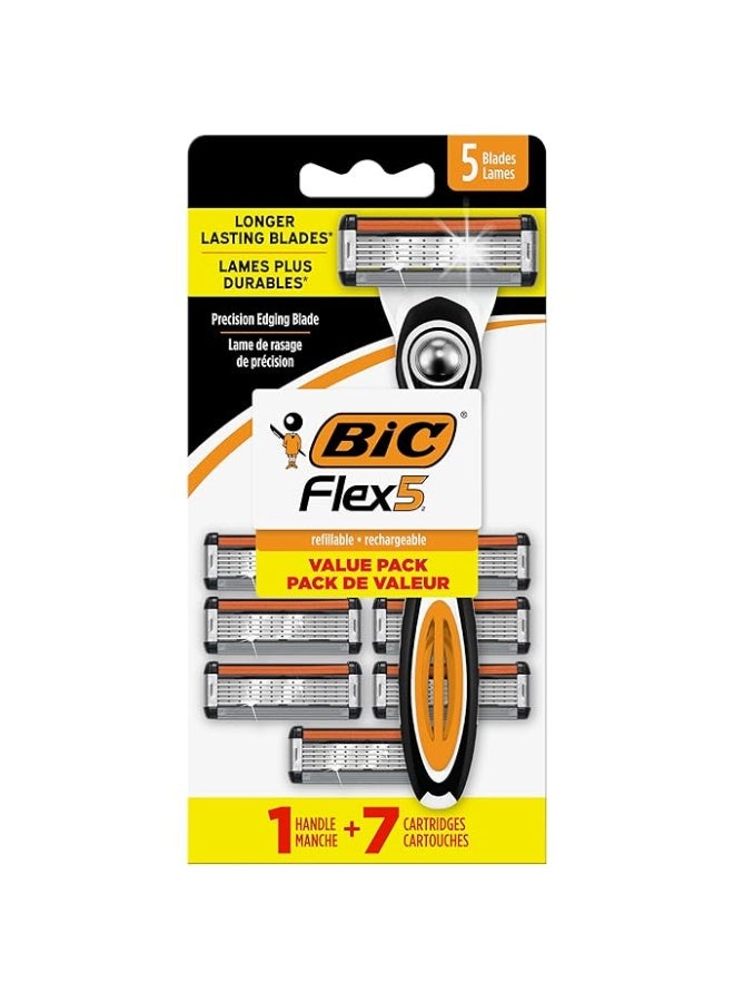 Bic Hybrid Flex 5 Titanium 5 Blade Disposable Razors for Men, 8 Piece Razor Set - Image 1