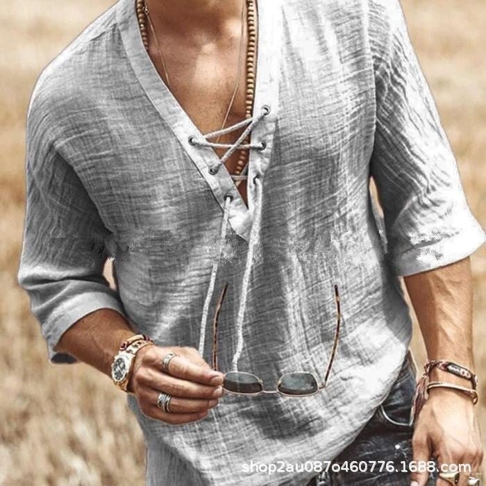 2022 New wish Explosions Men's Chest Tie Corn Mid-Sleeve T-Shirt Shirt - Image 1