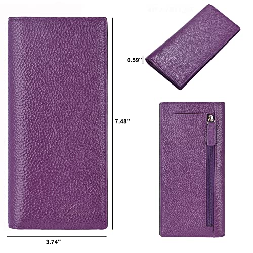 Lavemi Ultra Slim Thin Leather Women Wallet RFID Blocking Credit Card Holder Bifold Long Ladies Billfold (Violet) - Image 4