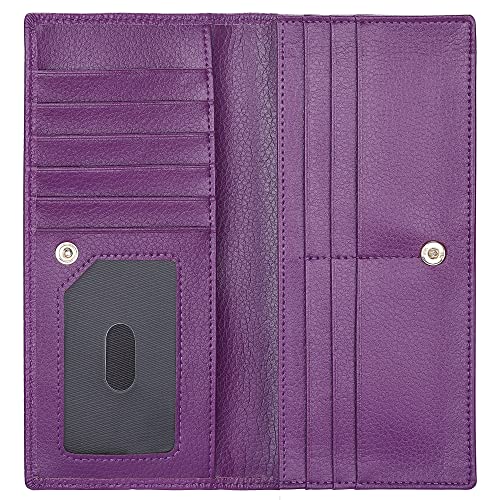 Lavemi Ultra Slim Thin Leather Women Wallet RFID Blocking Credit Card Holder Bifold Long Ladies Billfold (Violet) - Image 5