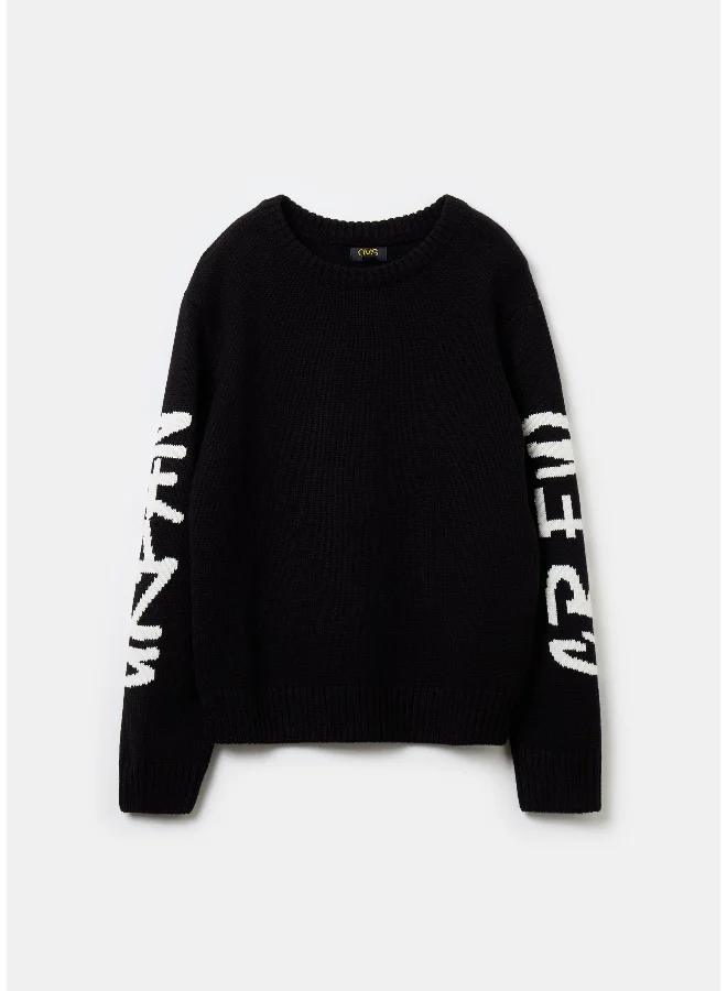 Ovs Oversized pullover with jacquard lettering