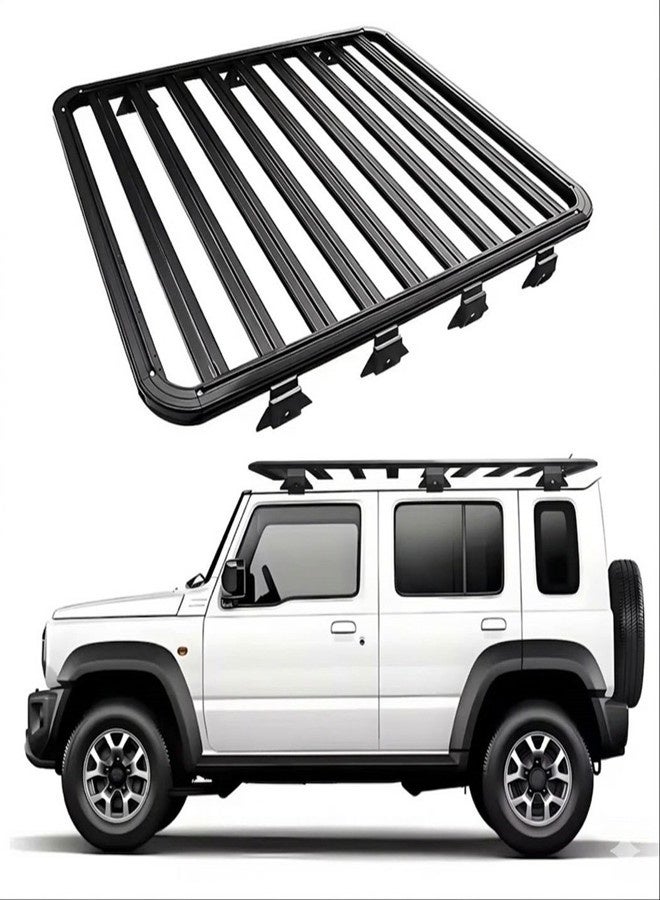 Aluminium Roof Rack Cargo Carrier for Suzuki Jimny, Flat Roof Rack for Jimny 2019+ 5 Door Models, Heavy Duty Off-Road Luggage Platform, Black - Image 1
