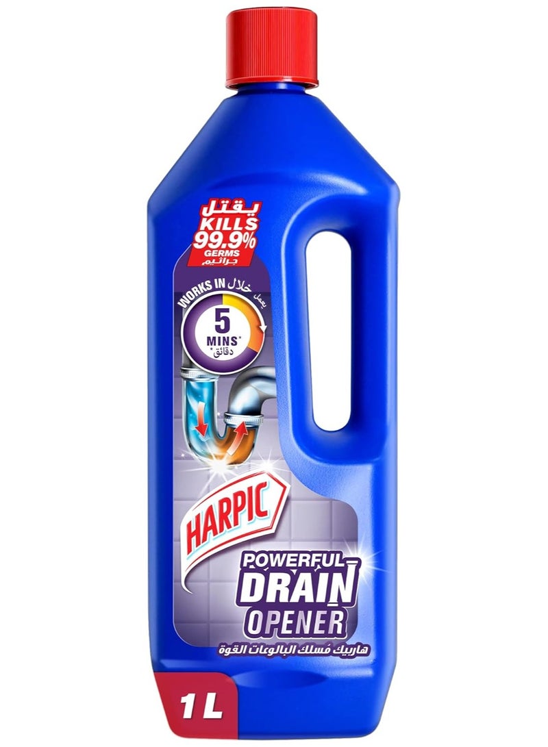 Harpic هاربيك جل قوي لفتح المجاري للحمام والأحواض والمراحيض ومجاري المطبخ، 1 لتر - Image 1