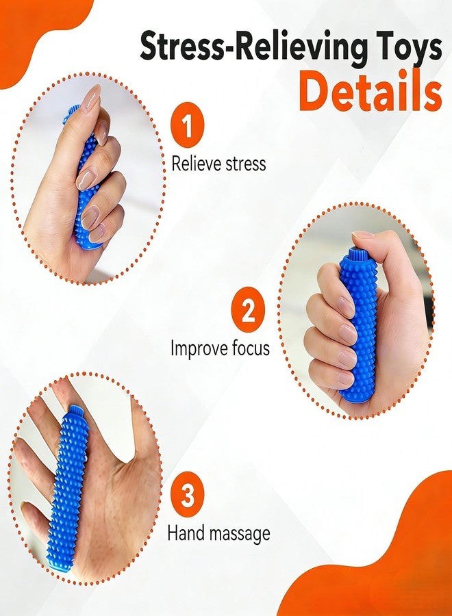 Parawo 2PCS Little Ouchies Pain Stim Fidget,Spiky Sensory Fidget Toys for Adults Anxiety Relief(Blue,Orange) - Image 3