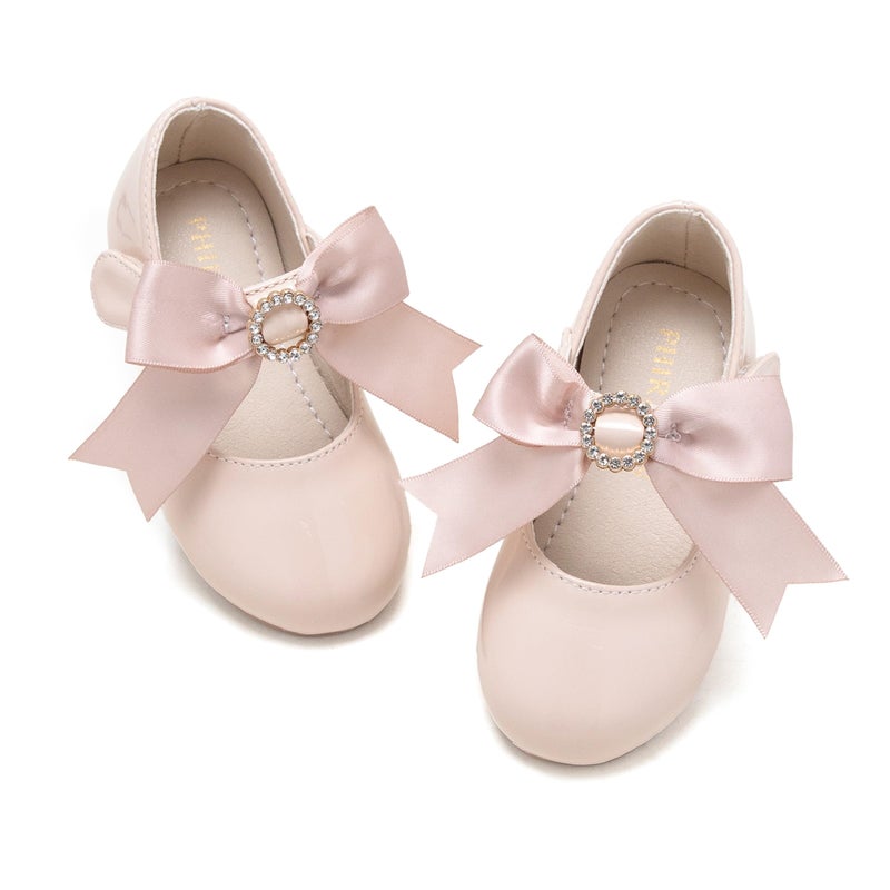 PHIRAMIN Toddler Flower Girl Nude Dress Shoes Size 5Girl Ballet Flats Wedding Party
