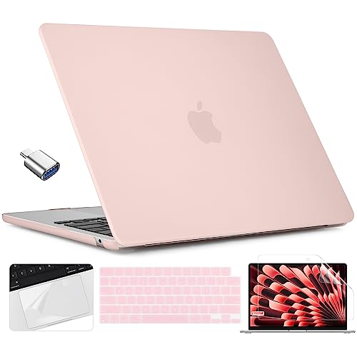 TWOLSKOO Case for MacBook Air 15 inch M5 M4 M3 M2 (2026-2023) A3448 A3241 A3114 A2941, Hard Shell Case & Screen Protector & Keyboard Cover & Trackpad Film & USB-C Adapter, Chalk Pink - Image 1