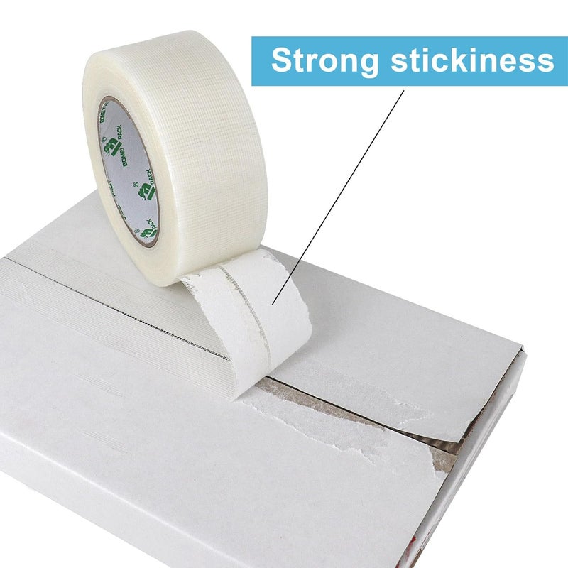 BOMEI PACK Clear Duct Tape 50mm x 30y Reinforced Gaffer Tape Waterproof Sticky Heavy Duty Ducts Fixing Tape DIY Craft Job Labeling 2 Rolls - Image 4