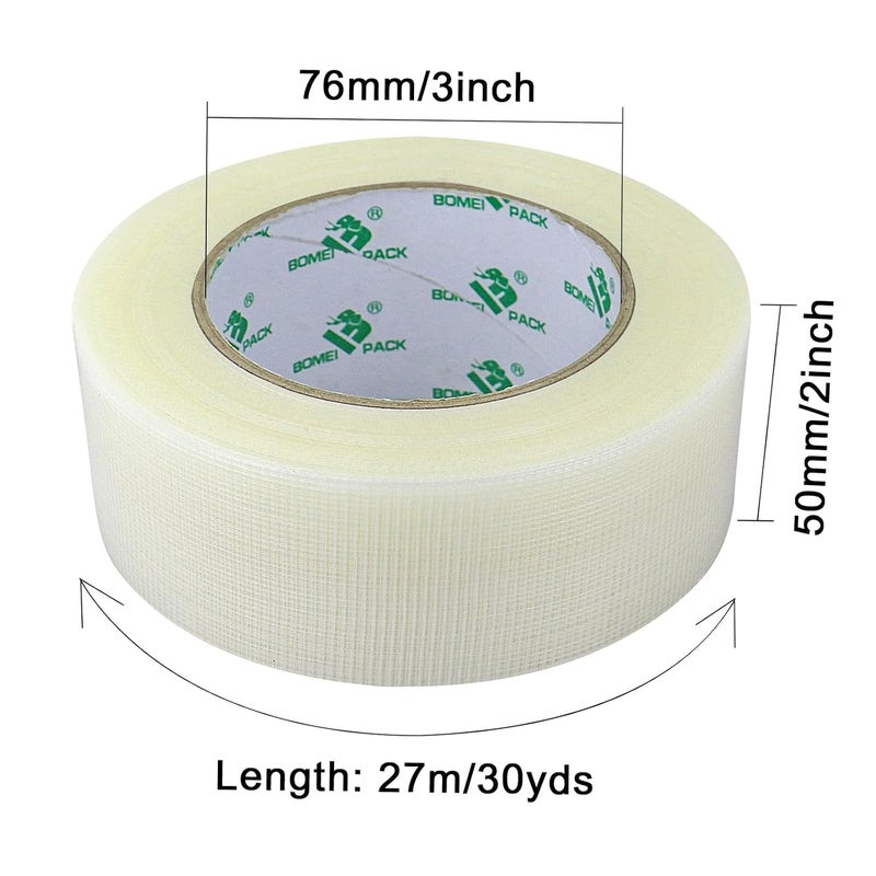 BOMEI PACK Clear Duct Tape 50mm x 30y Reinforced Gaffer Tape Waterproof Sticky Heavy Duty Ducts Fixing Tape DIY Craft Job Labeling 2 Rolls - Image 2