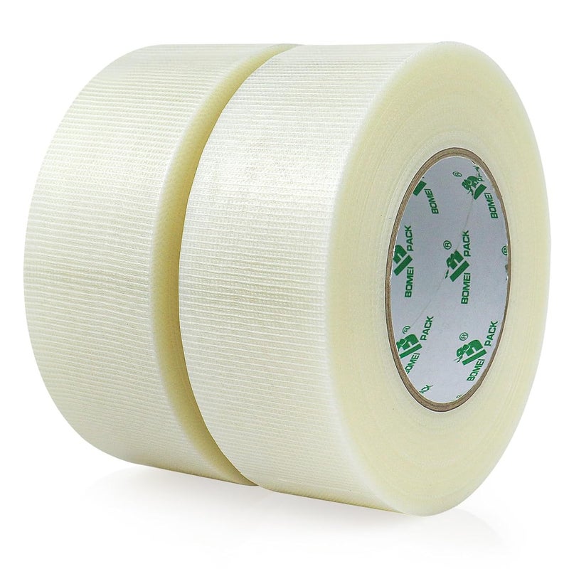 BOMEI PACK Clear Duct Tape 50mm x 30y Reinforced Gaffer Tape Waterproof Sticky Heavy Duty Ducts Fixing Tape DIY Craft Job Labeling 2 Rolls - Image 1