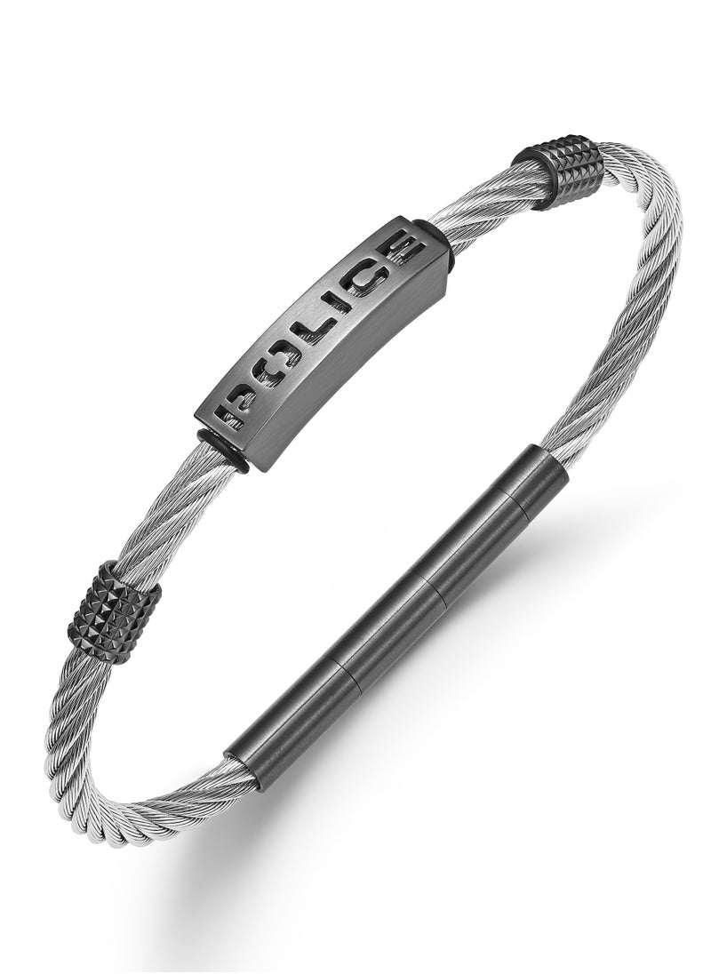 POLICE Quadro Silver/Grey Metal Stainless Steel Gents Bracelet  - Image 1