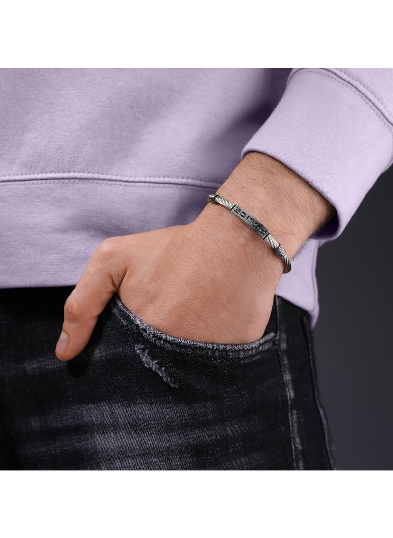 POLICE Quadro Silver/Grey Metal Stainless Steel Gents Bracelet  - Image 4