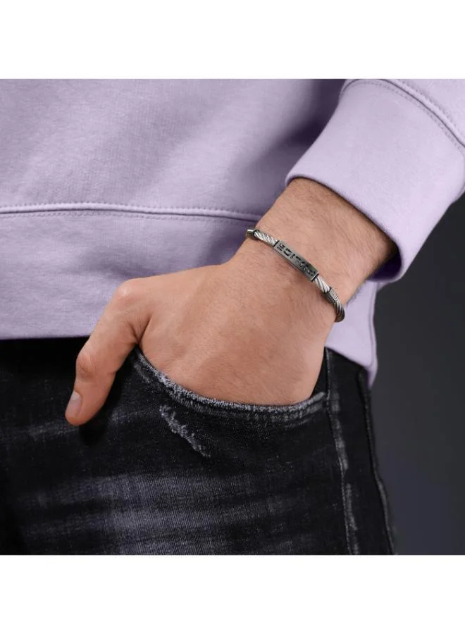 POLICE Quadro Silver/Grey Metal Stainless Steel Gents Bracelet