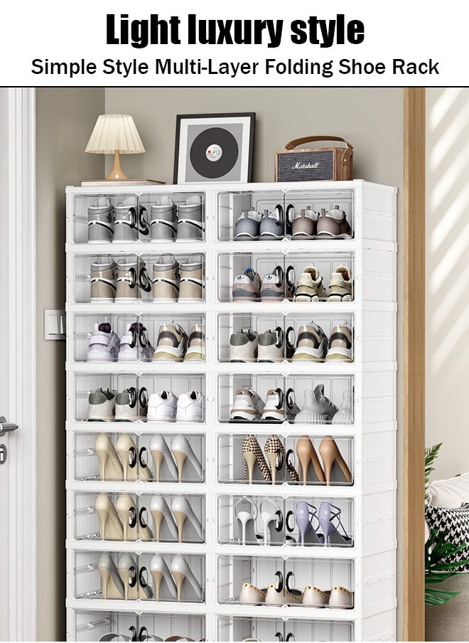 Shoe cabinet, no installation required, foldable large one-piece storage box, long and short boots, multi-layer dust-proof plastic four-row shoe rack