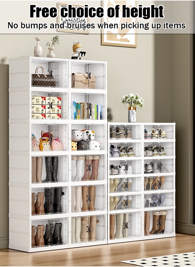 Shoe cabinet, no installation required, foldable large one-piece storage box, long and short boots, multi-layer dust-proof plastic four-row shoe rack