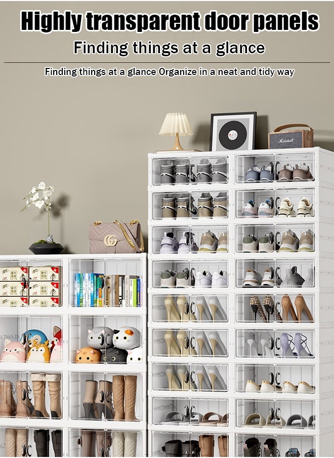 Shoe cabinet, no installation required, foldable large one-piece storage box, long and short boots, multi-layer dust-proof plastic four-row shoe rack