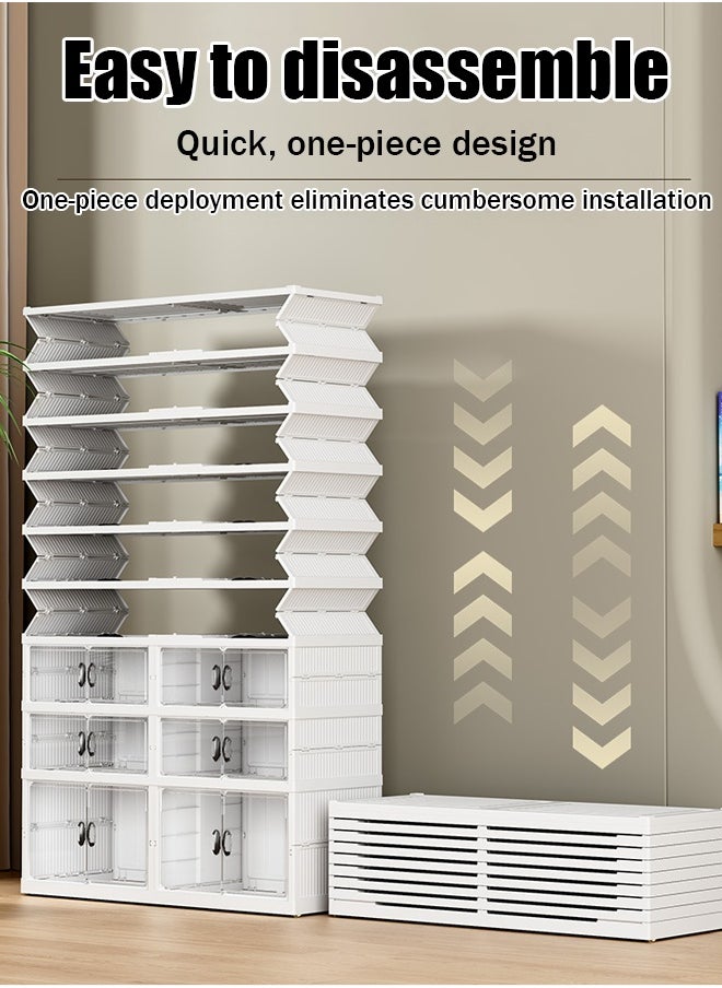 Shoe cabinet, no installation required, foldable large one-piece storage box, long and short boots, multi-layer dust-proof plastic four-row shoe rack