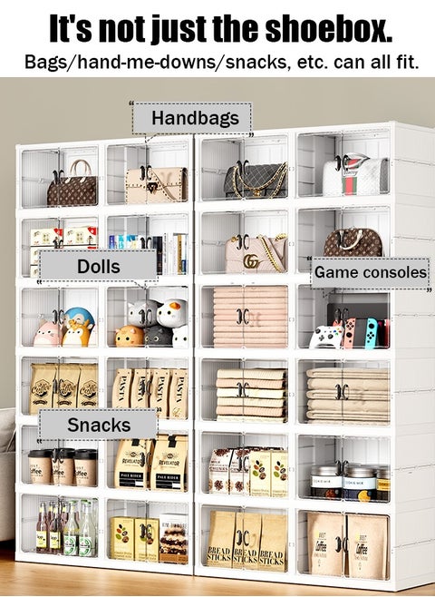 Shoe cabinet, no installation required, foldable large one-piece storage box, long and short boots, multi-layer dust-proof plastic four-row shoe rack
