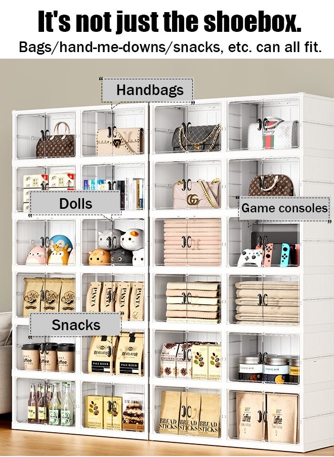 Shoe cabinet, no installation required, foldable large one-piece storage box, long and short boots, multi-layer dust-proof plastic four-row shoe rack