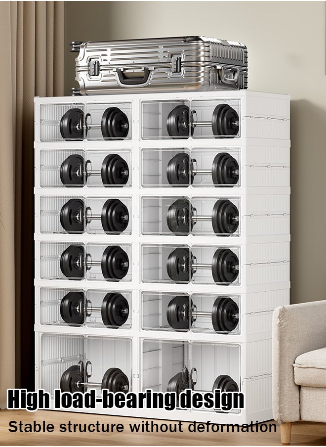 Shoe cabinet, no installation required, foldable large one-piece storage box, long and short boots, multi-layer dust-proof plastic four-row shoe rack