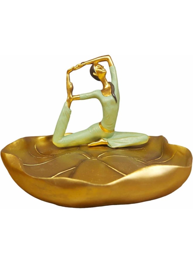 Pose Yoga Figurine Beautiful Girl Sitting on Leaf - Image 1