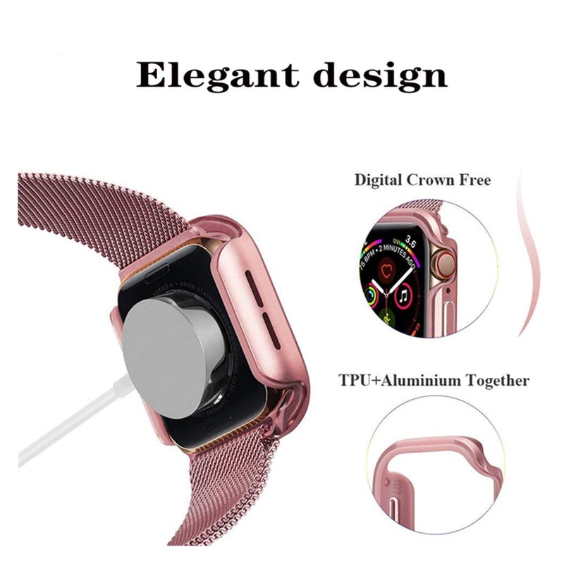 Shockproof Protective Case Compatible With 40mm Watch Rojo Color Aluminum Alloy TPU Cover - Image 5