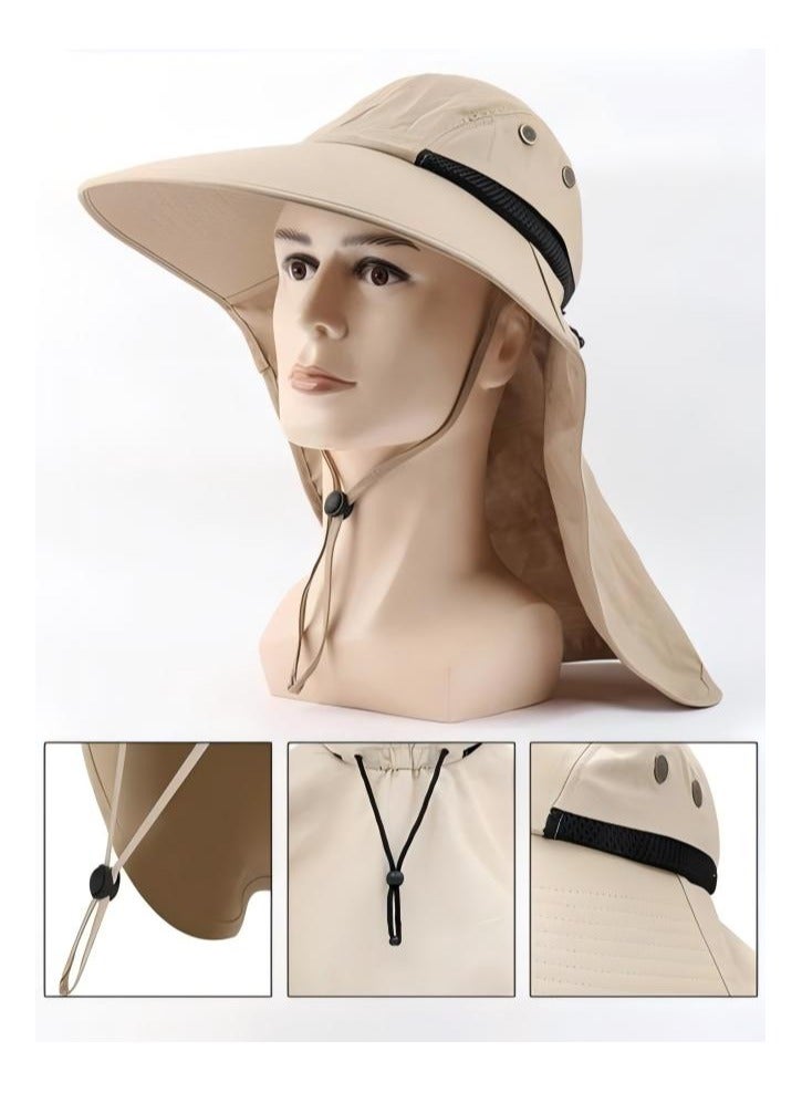 DUNISO Outdoor Sunshade Hat With 50 + UPF Protective Hat, Wide Brim Fisherman's Hat With Neck Flap, Sunscreen, Anti Ultraviolet, Go Out, Fishing, Play, For Men And Women - Image 1