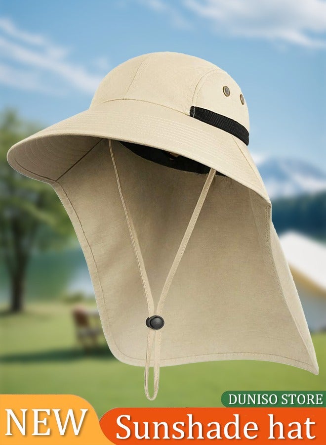 DUNISO Outdoor Sunshade Hat With 50 + UPF Protective Hat, Wide Brim Fisherman's Hat With Neck Flap, Sunscreen, Anti Ultraviolet, Go Out, Fishing, Play, For Men And Women - Image 1