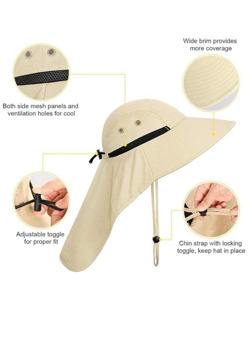 DUNISO Outdoor Sunshade Hat With 50 + UPF Protective Hat, Wide Brim Fisherman's Hat With Neck Flap, Sunscreen, Anti Ultraviolet, Go Out, Fishing, Play, For Men And Women - Image 4