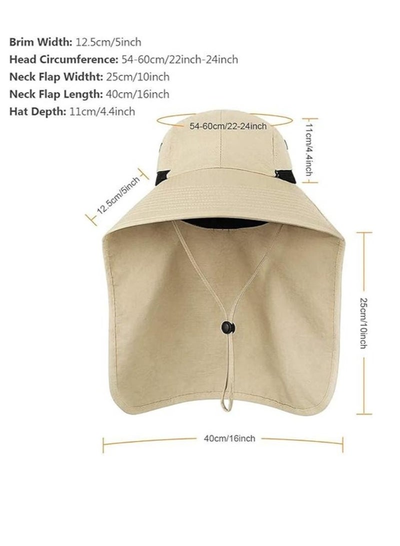DUNISO Outdoor Sunshade Hat With 50 + UPF Protective Hat, Wide Brim Fisherman's Hat With Neck Flap, Sunscreen, Anti Ultraviolet, Go Out, Fishing, Play, For Men And Women - Image 3