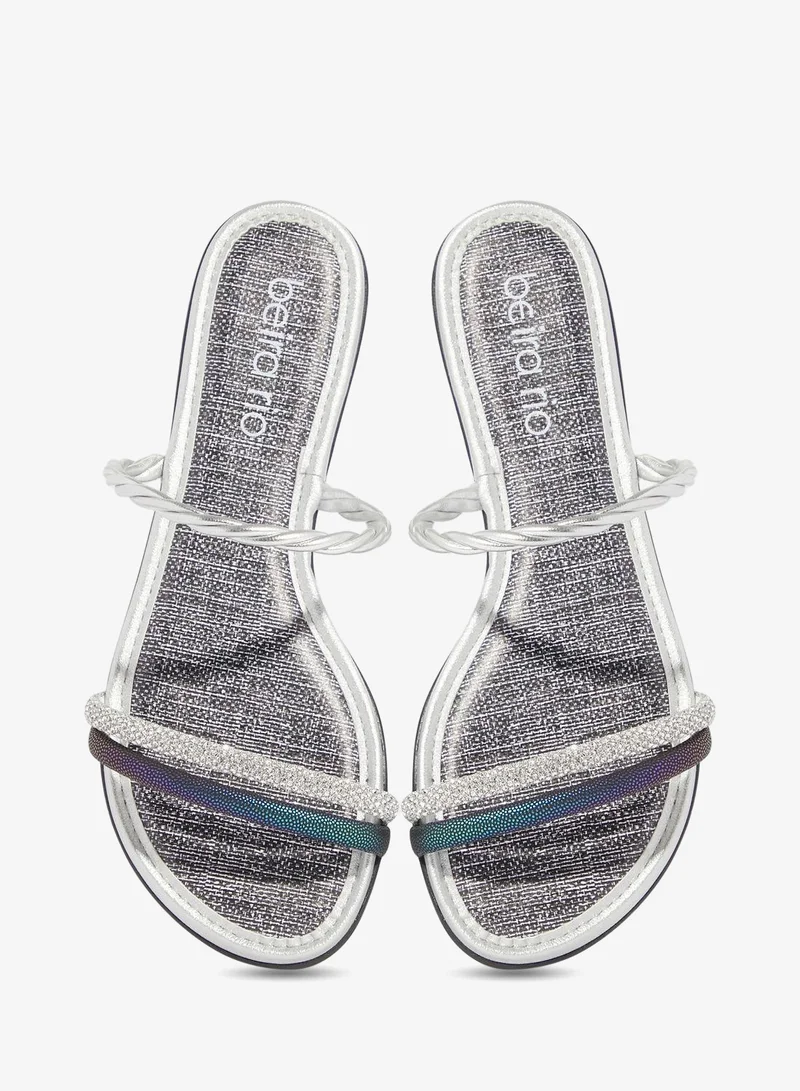 Beira Rio Silver Flat Sandals for Women – Stylish Ladies Flat Sandals & Comfortable Flat Slippers for Women | Best Price UAE