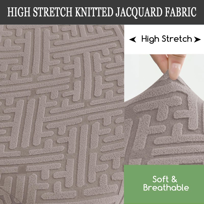 FUANGUI Bar Stool Covers with Backs, 2 Pack Stretch Bar Stool Chair Covers, Knitted Jacquard Bar Stool Covers,Washable Bar Chair Covers Swivel Barstool Slipcovers (Knitted Khaki 01) - Image 3