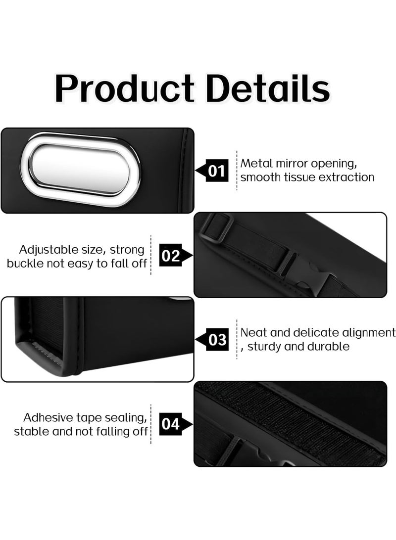 Car Tissue Holder, PU Leather Car Tissue Box Holder for Back Seat, Tissues Box Cover Rectangular for Car, Tissue Box Storage Car Napkin Holder for Car Headrest, Black - Image 4