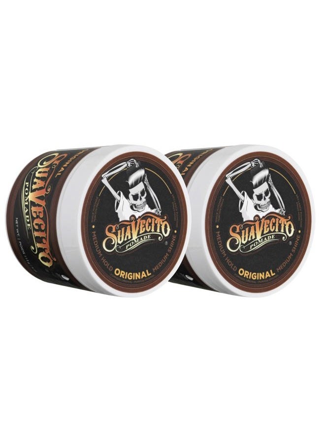 SUAVECITO Pomade Original All Day Hold for Hairstyles for Men, Medium Shine Water Based Wax Like Flake Free Gel, Easy To Wash Out, 8 Oz, Pack of 2 - Image 1