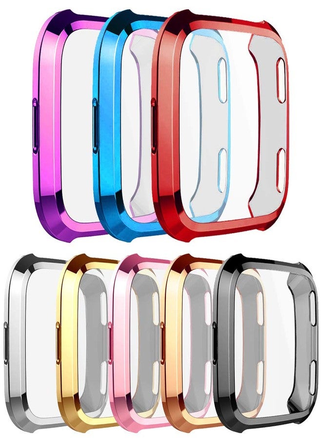 RICHONE [8-Pack] Screen Protector Case Compatible with Fitbit Versa Cover,All-Around Soft TPU Plated Cover Ultra Slim Scratch-Proof Bumper Shell Accessories (8 Colors) - Image 1