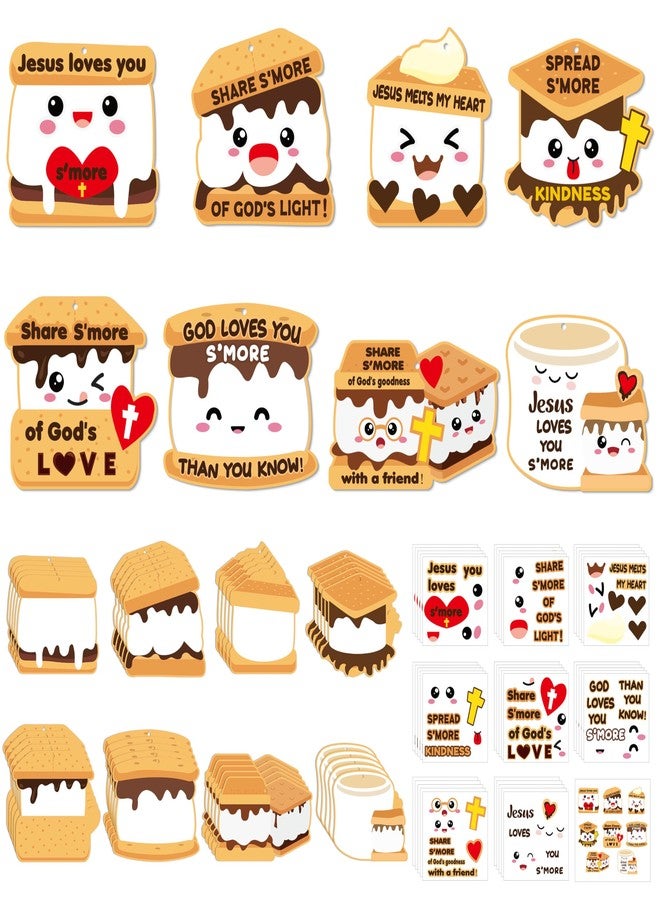 ANGOLIO Marshmallow Religious Ornament Craft Kit - 123Pcs Jesus Loves You S'More DIY Paper Craft Kit Make Your Own Marshmallow Hanging Ornament with Sticker for Kids VBS Sunday School DIY Art Activity - Image 1