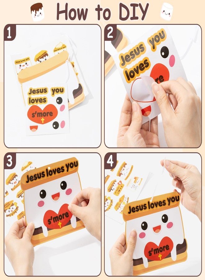 ANGOLIO Marshmallow Religious Ornament Craft Kit - 123Pcs Jesus Loves You S'More DIY Paper Craft Kit Make Your Own Marshmallow Hanging Ornament with Sticker for Kids VBS Sunday School DIY Art Activity - Image 3