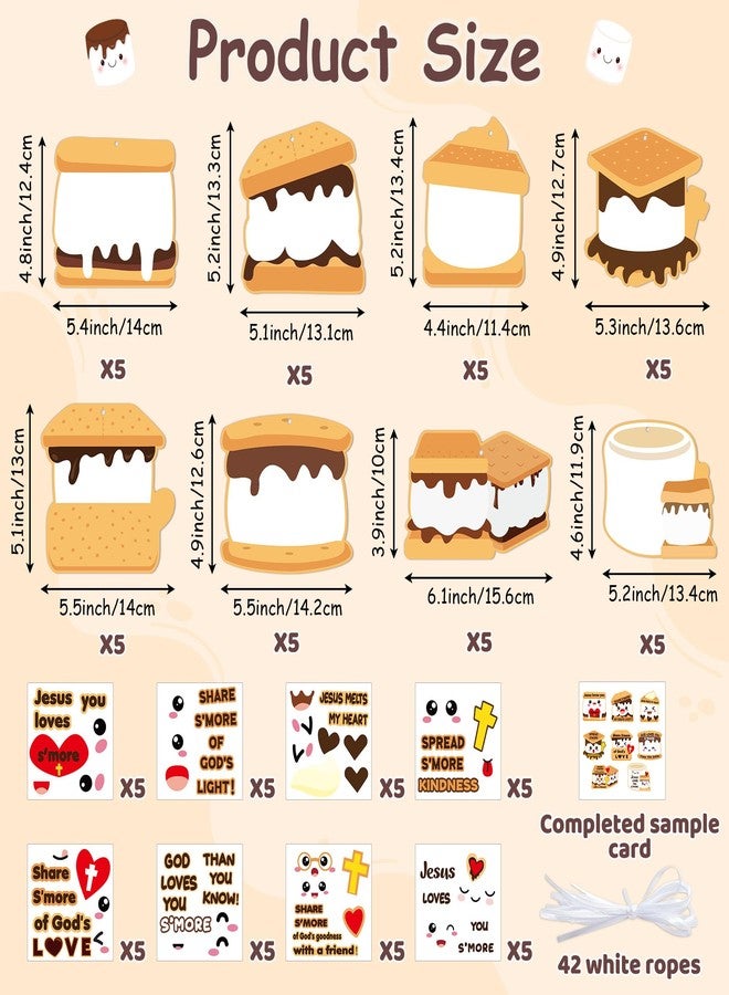 ANGOLIO Marshmallow Religious Ornament Craft Kit - 123Pcs Jesus Loves You S'More DIY Paper Craft Kit Make Your Own Marshmallow Hanging Ornament with Sticker for Kids VBS Sunday School DIY Art Activity - Image 2