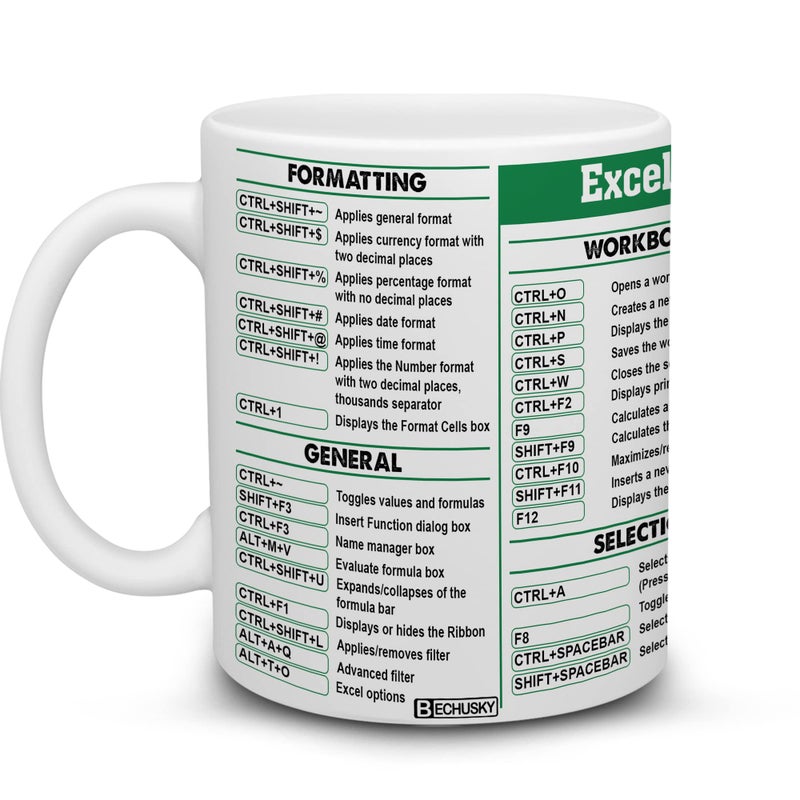 BECHUSKY Accountant Gift For Women Men, Appreciation Gift Excel Mug, Group Excel Shortcut Coffee Mug, Excel Cheat Sheet Mug, Accounting Student Mug, Birthday Gifts Cpa Mug Coworker Colleague Friend - Image 1
