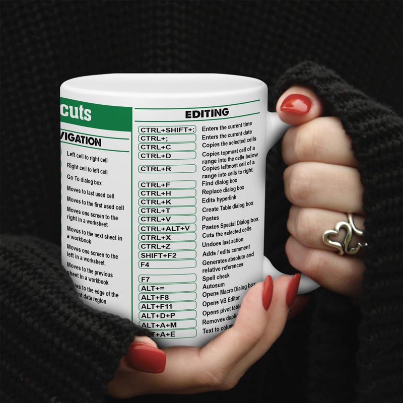 BECHUSKY Accountant Gift For Women Men, Appreciation Gift Excel Mug, Group Excel Shortcut Coffee Mug, Excel Cheat Sheet Mug, Accounting Student Mug, Birthday Gifts Cpa Mug Coworker Colleague Friend - Image 5