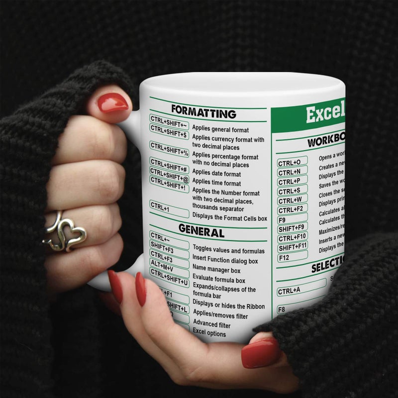 BECHUSKY Accountant Gift For Women Men, Appreciation Gift Excel Mug, Group Excel Shortcut Coffee Mug, Excel Cheat Sheet Mug, Accounting Student Mug, Birthday Gifts Cpa Mug Coworker Colleague Friend - Image 4