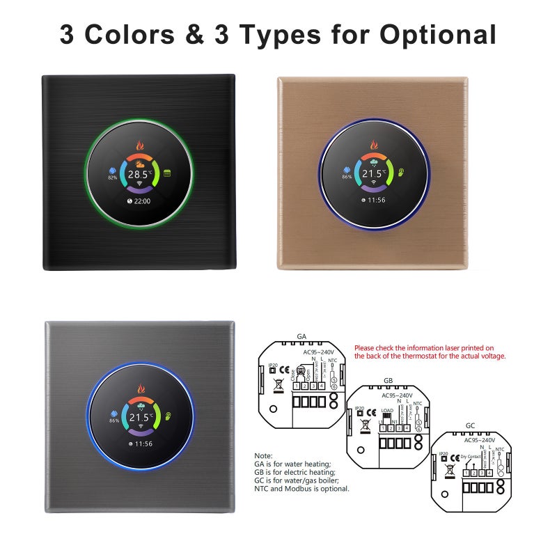 WiFi Smart Thermostat Temperature Controller Weekly Programmable Button Control/ Mobile APP/ Voice Control Compatible with/Google Home, for Electric Floor Heating 16A - Image 2