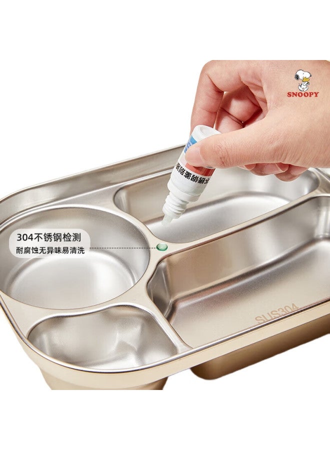 Snoopy 304 Stainless Steel Multi-Compartment Lunch Box, 3-Compartment Large Capacity Meal Tray For Office Workers And Elementary School Students, Microwave Safe, 1L - Image 3