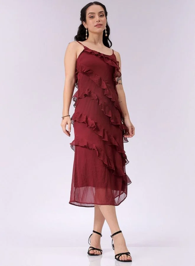 Freehand  Women Fit and Flared Solid Scoop Neck Sleeveless Slip Dress for Women | Best Price UAE