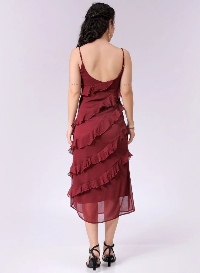 Freehand  Women Fit and Flared Solid Scoop Neck Sleeveless Slip Dress for Women | Best Price UAE