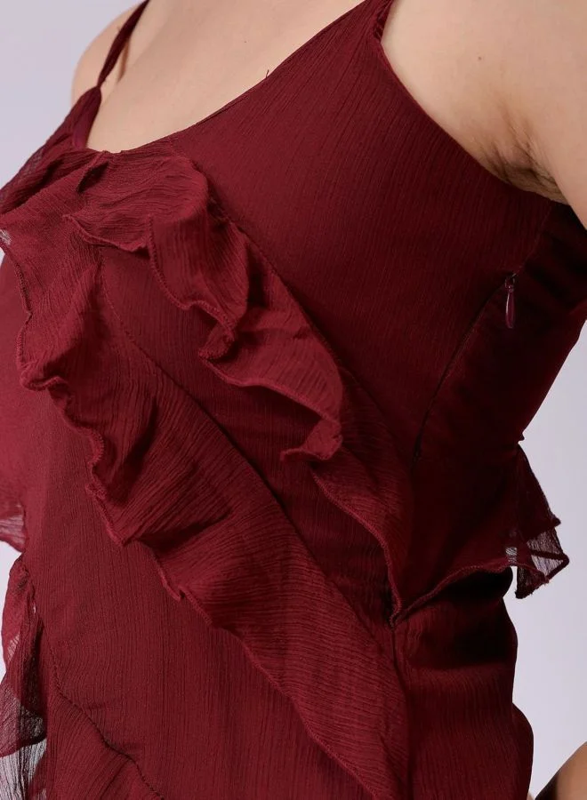 Freehand  Women Fit and Flared Solid Scoop Neck Sleeveless Slip Dress for Women | Best Price UAE