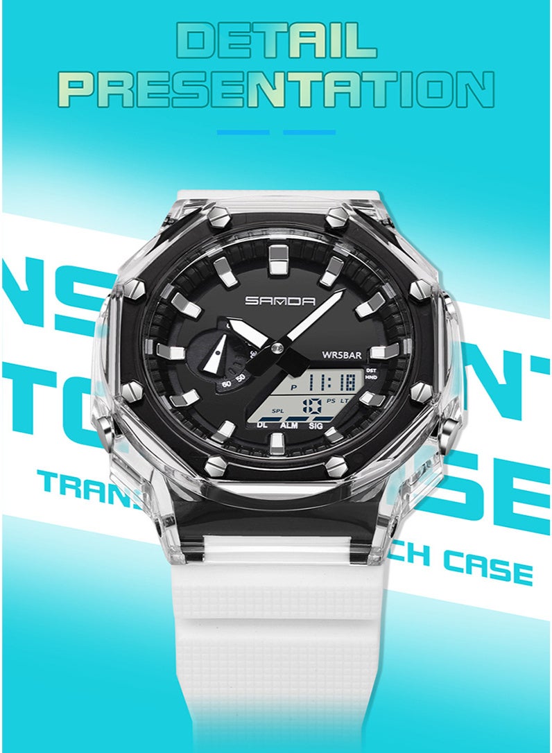 Sanda Watch Men'S And Women'S Fashion Korean Transparent High School Electronic Watch Multi-Functional Luminous Waterproof Live Explosions SANDA 3341 - Image 2