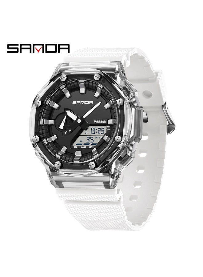 Sanda Watch Men'S And Women'S Fashion Korean Transparent High School Electronic Watch Multi-Functional Luminous Waterproof Live Explosions SANDA 3341 - Image 1