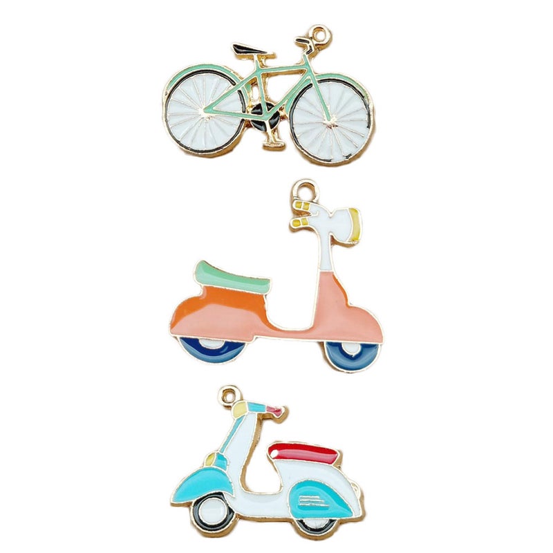 10pcs DIY Ornament Pendants Cartoon Bike Pendants Handmade Craft Pendants Keyring Hanging Decorations - Image 3